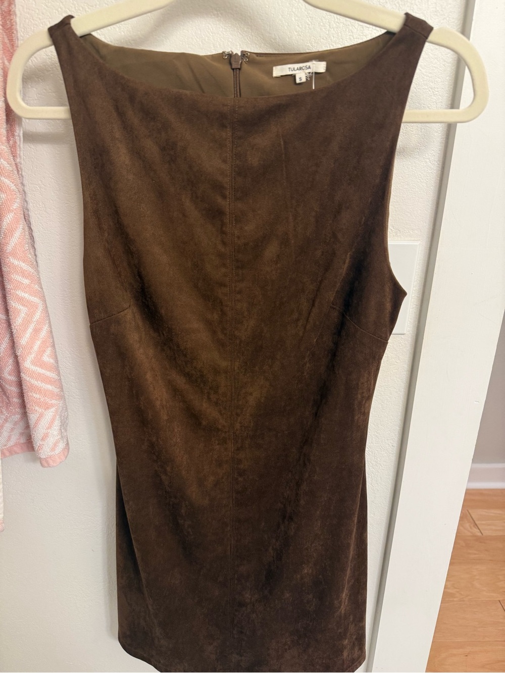 Tularosa Dark Brown Suede Mini Sheath Dress